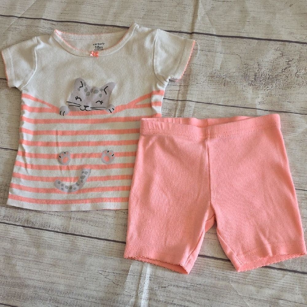 Carter's Pink and White Cat Pajama Set